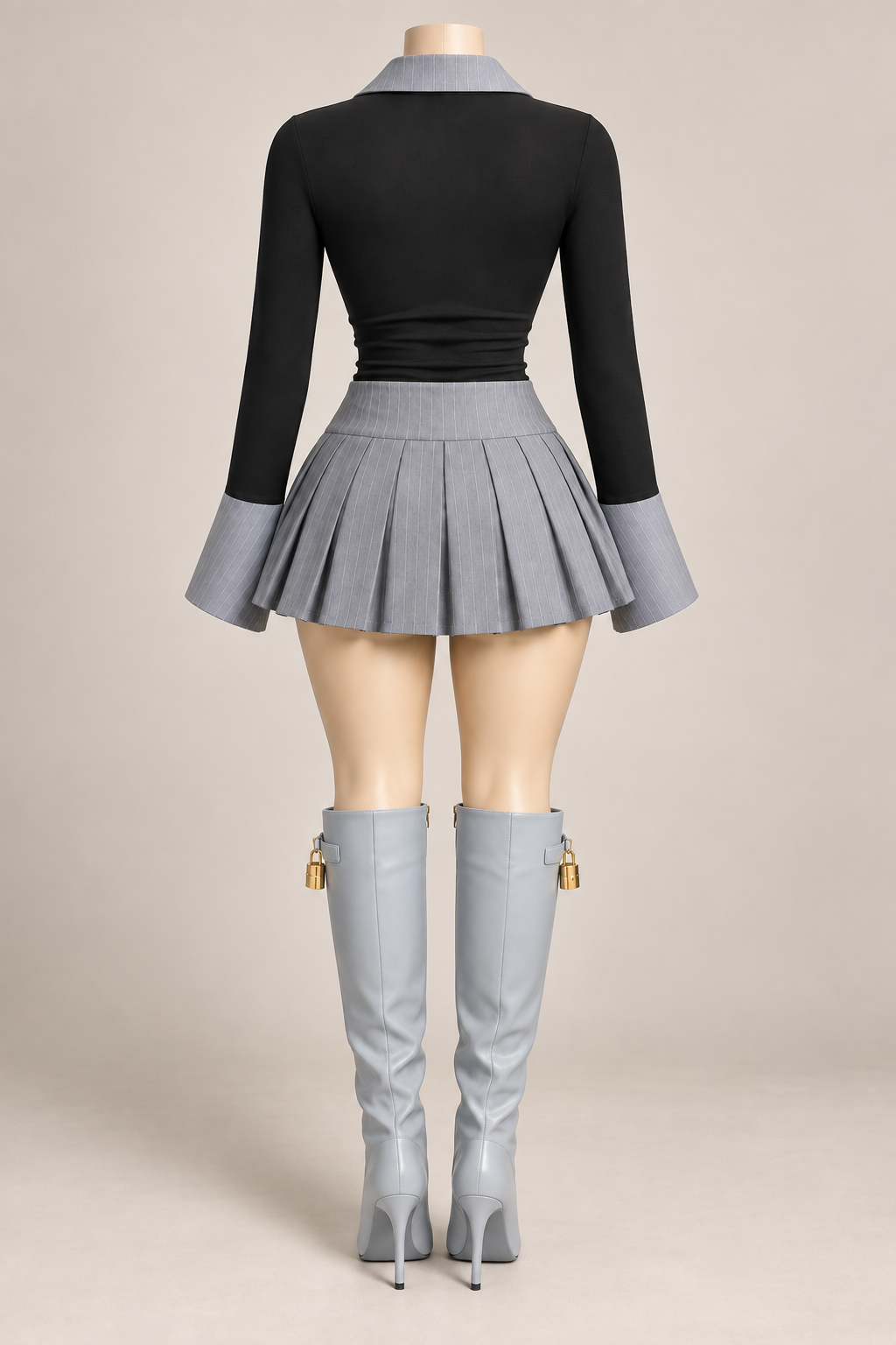Grey Haze Pleated Skirt Set